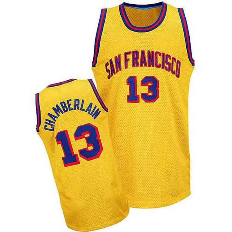 Authentic Gold Wilt Chamberlain Men's Golden State Warriors Adidas Throwback San Francisco 2017 The Finals Patch Jersey