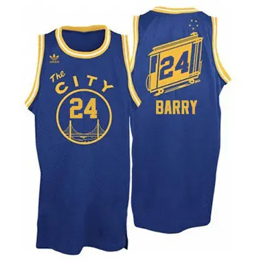 Authentic Royal Blue Rick Barry Men's Golden State Warriors Adidas Throwback The City Jersey