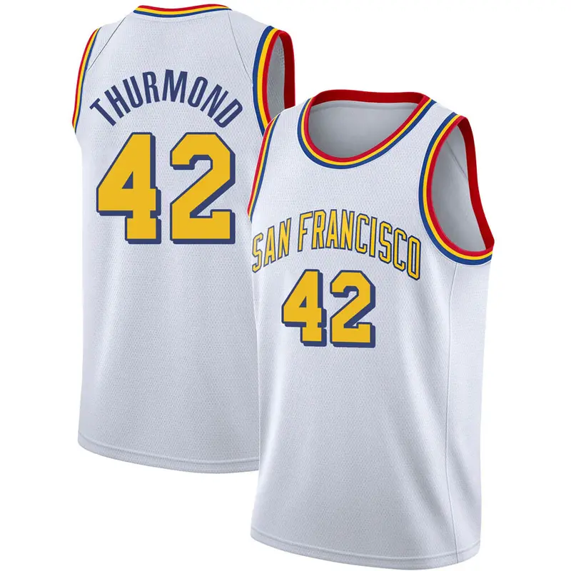 Swingman Gold Nate Thurmond Men's Golden State Warriors Nike White Hardwood Classics Jersey - San Francisco Classic Edition